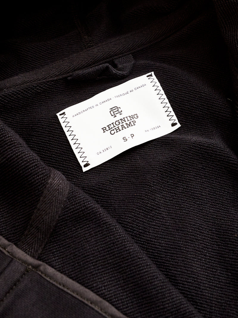 Midweight Terry Hooded Robe in Black