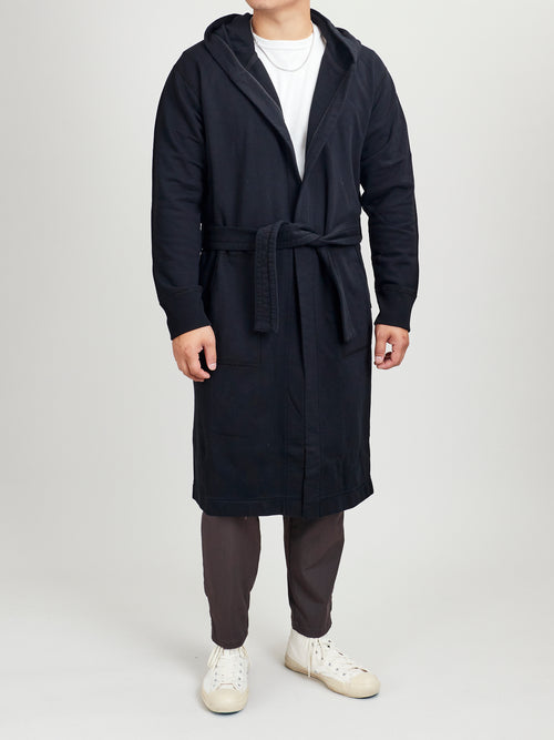 Midweight Terry Hooded Robe in Black