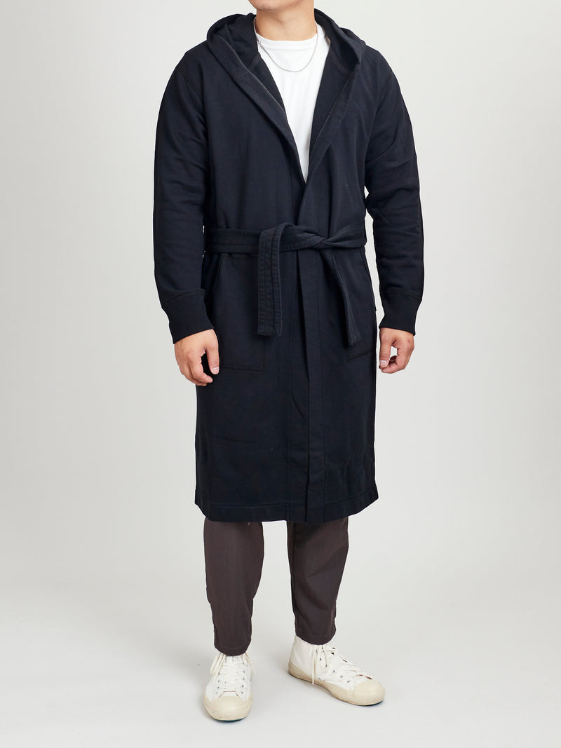 Midweight Terry Hooded Robe in Black