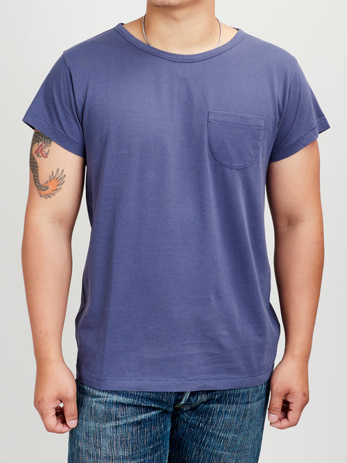 Organic Cotton Tubular Pocket T-Shirt in Faded Navy