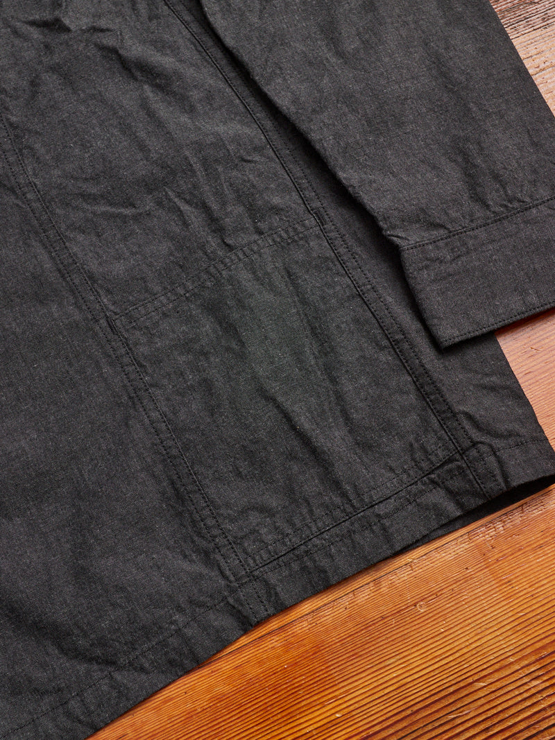 Gardener Half Overshirt in Black Chambray