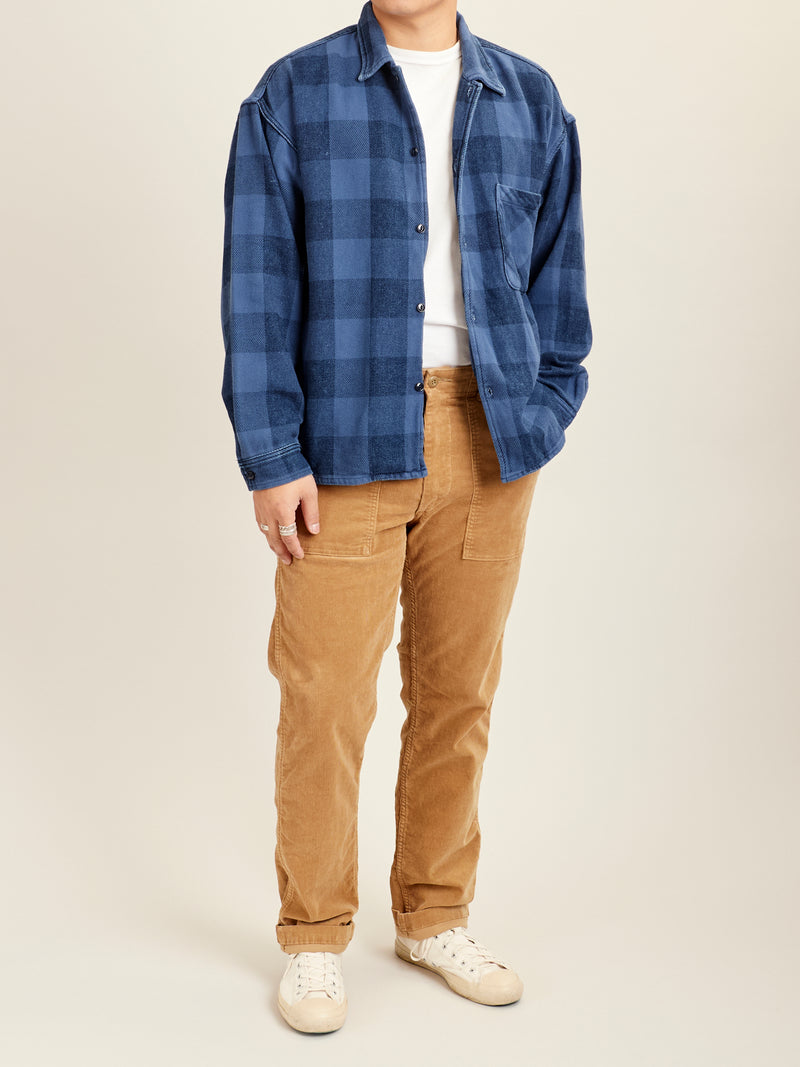 Slim Fatigue Pants in Beige Corduroy