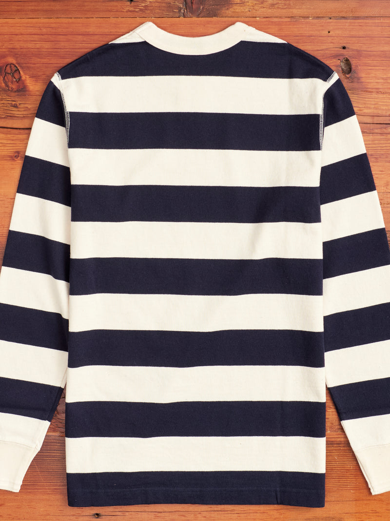 Striped Border Long Sleeve T-Shirt in Navy