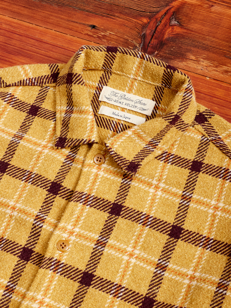 Jazz Check Wide Flannel Shirt in Yellow