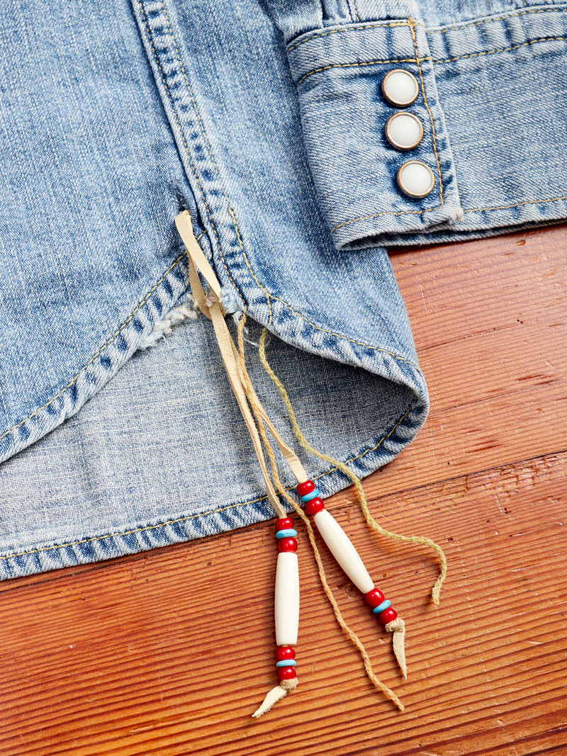 Natural Finish Denim Western Shirt in Distressed Indigo