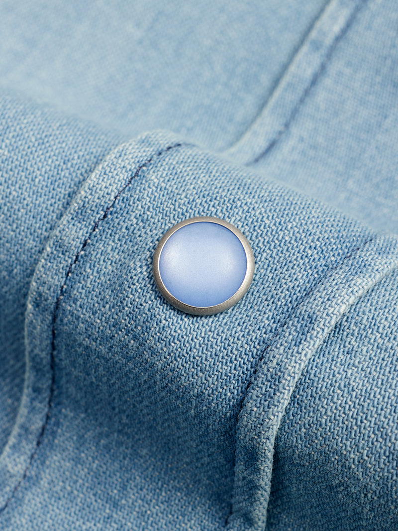 Pearl Snap Denim Shirt in Washed Indigo
