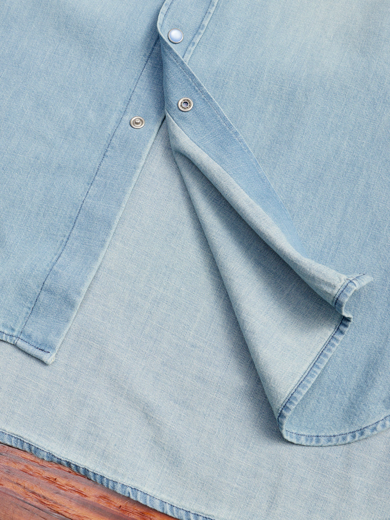 Pearl Snap Denim Shirt in Washed Indigo