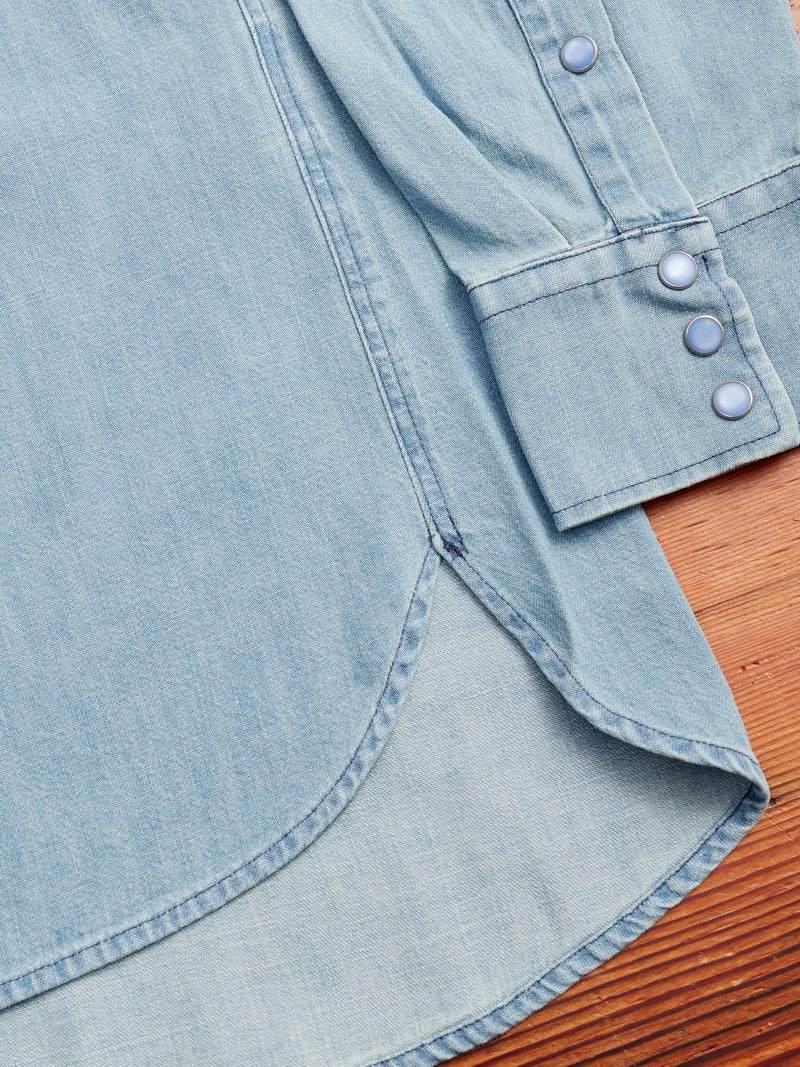 Pearl Snap Denim Shirt in Washed Indigo