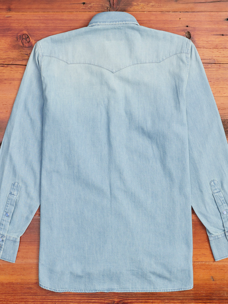 Pearl Snap Denim Shirt in Washed Indigo