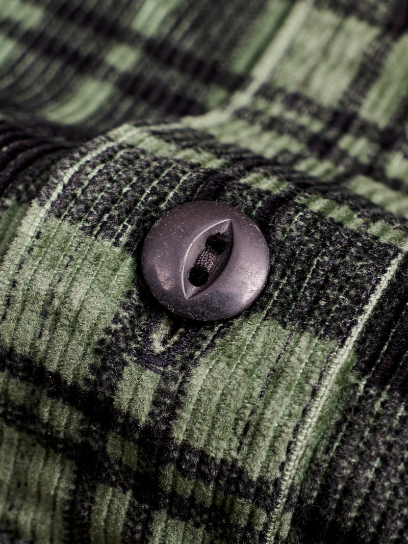 Printed Corduroy Work Shirt in Green/Black