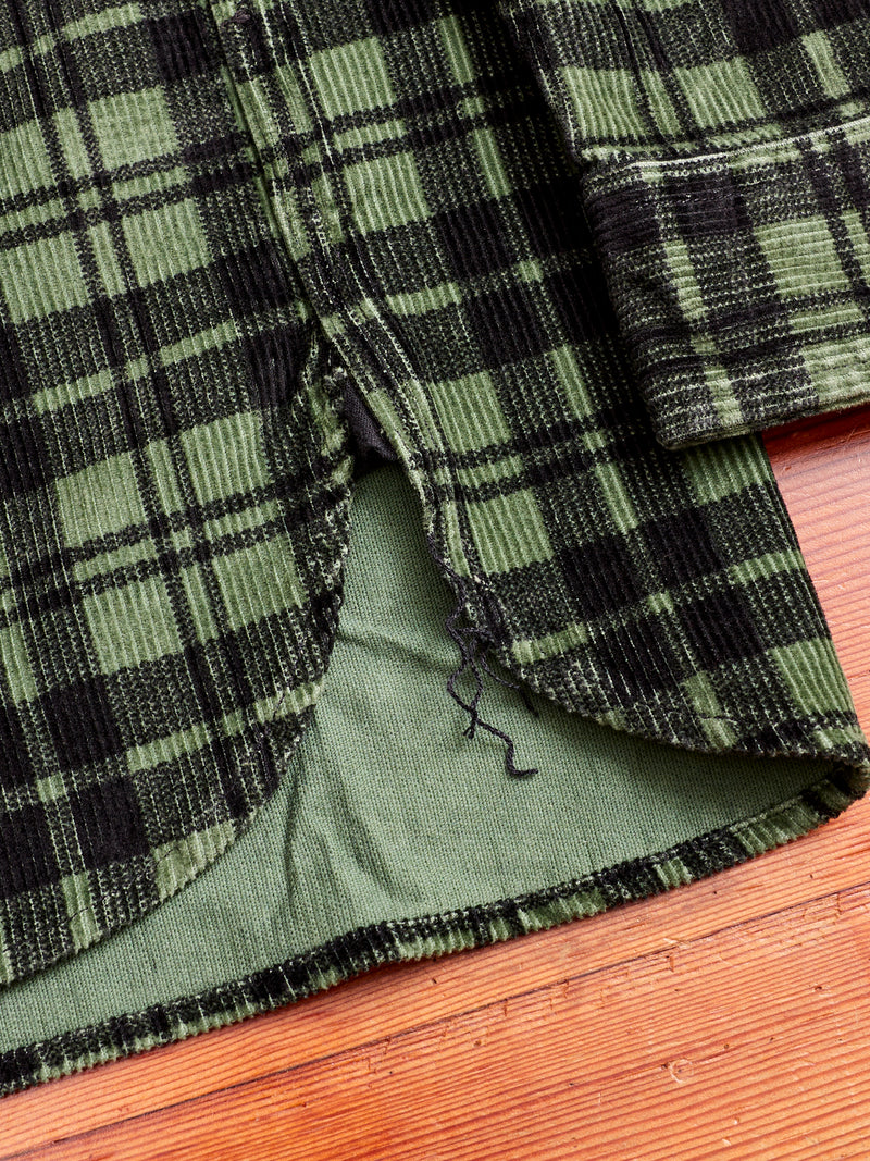 Printed Corduroy Work Shirt in Green/Black