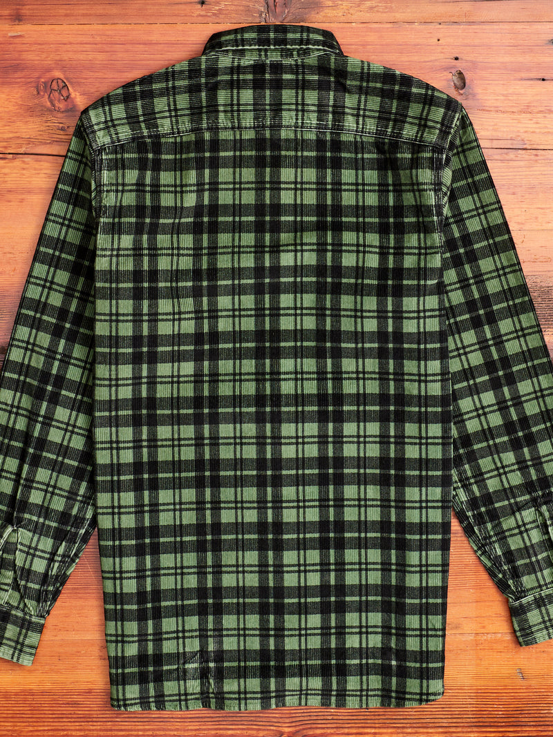 Printed Corduroy Work Shirt in Green/Black