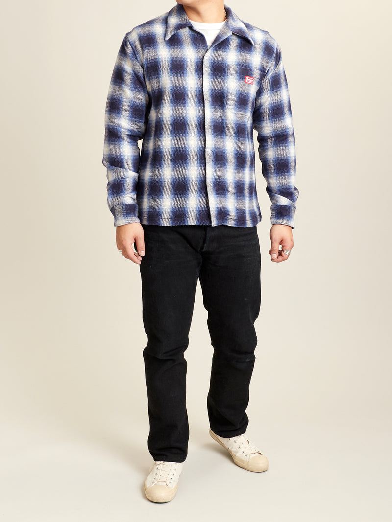 Ombre Open Collar Shirt in Blue