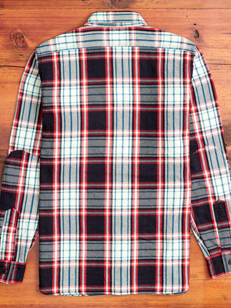 SIN22-01W Rope Dyed Flannel Shirt in Indigo/Red