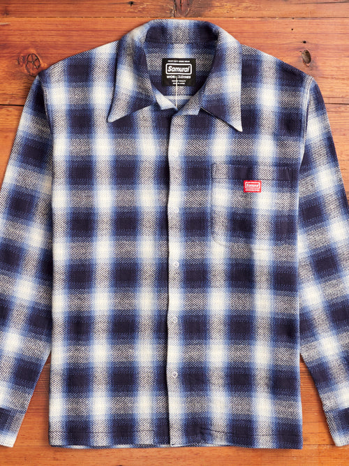 Ombre Open Collar Shirt in Blue