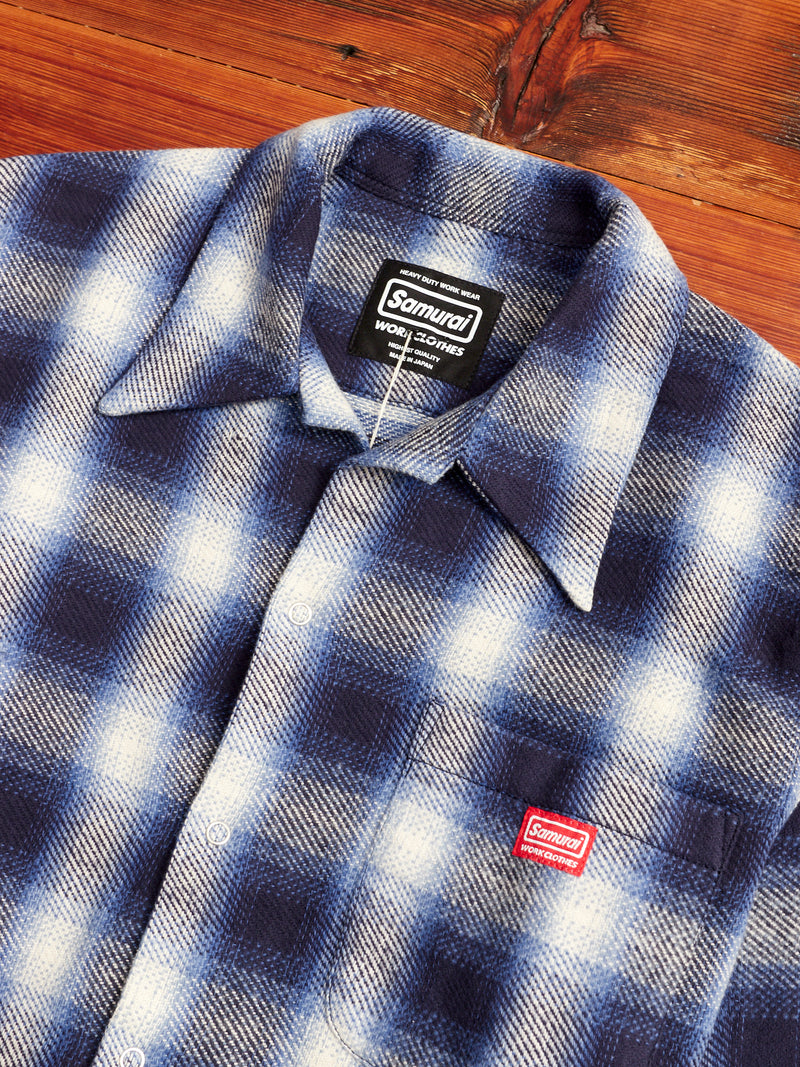 Ombre Open Collar Shirt in Blue
