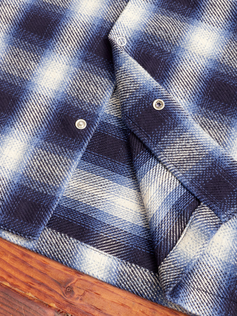 Ombre Open Collar Shirt in Blue