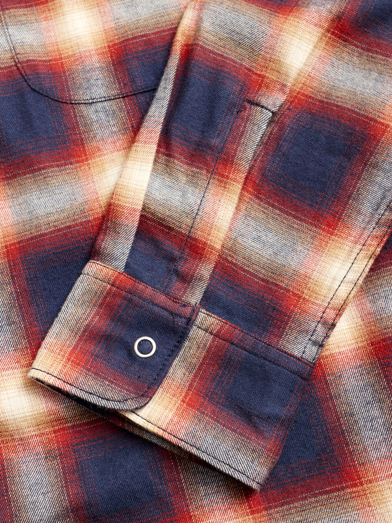Rayon Ombre Open Collar Shirt in Navy