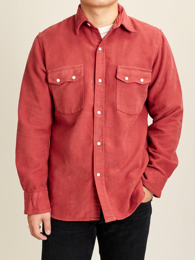 Moleskin Pearl Snap Shirt in Merlot
