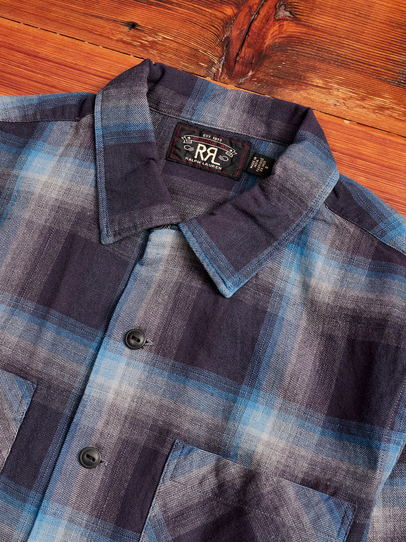 Jaspé Twill Camp Workshirt in Black/Blue
