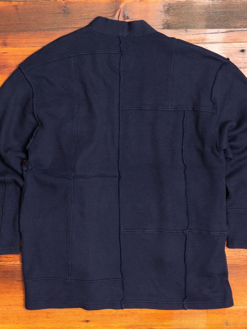 Waffle Cutover Haori Jacket in Navy