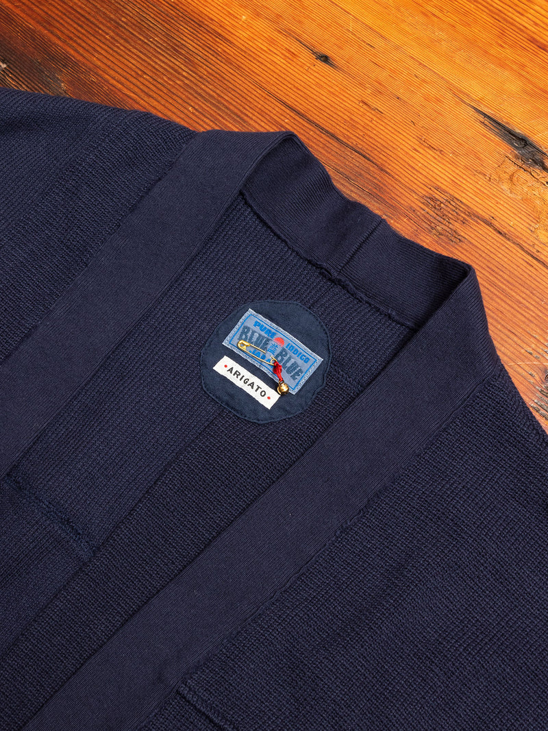 Waffle Cutover Haori Jacket in Navy