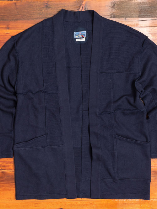 Waffle Cutover Haori Jacket in Navy