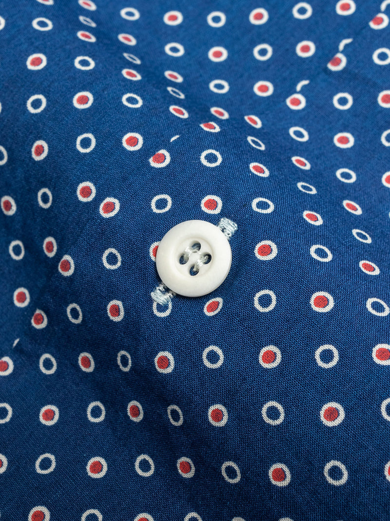 Dot Print Hawaiian Shirt in Indigo