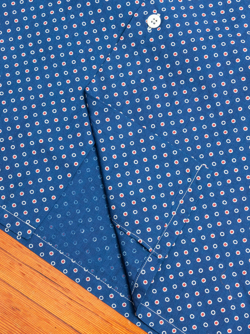 Dot Print Hawaiian Shirt in Indigo
