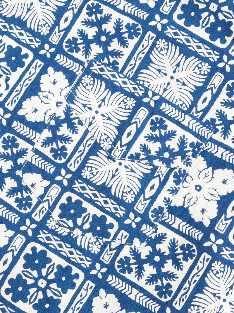 Lahaina Print Hawaiian Shirt in Indigo