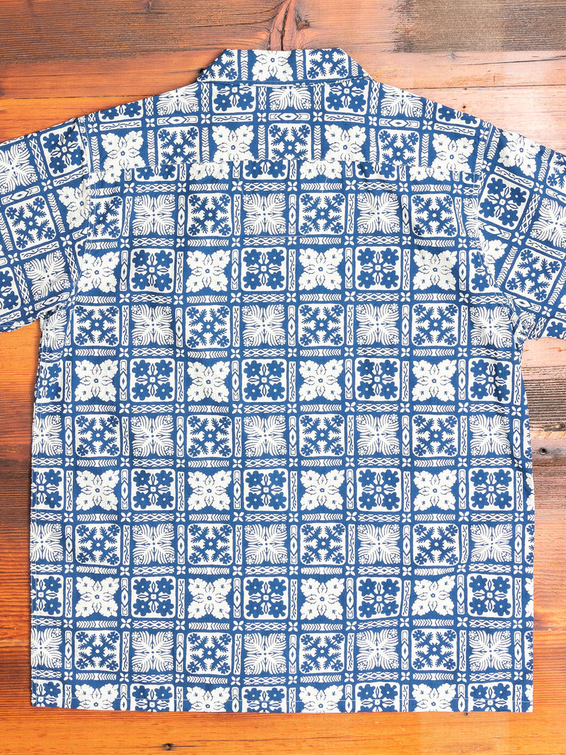 Lahaina Print Hawaiian Shirt in Indigo