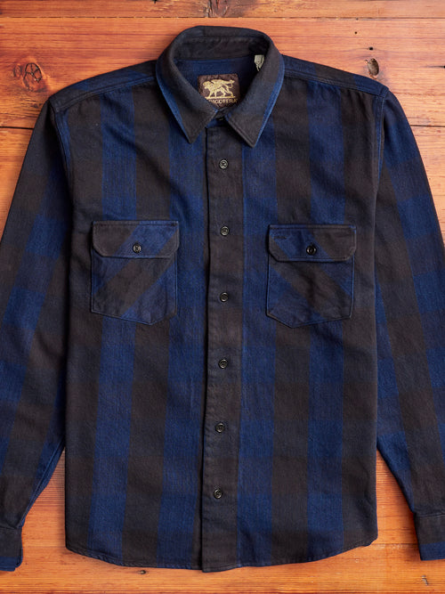 Norris Selvedge Flannel in Indigo/Black