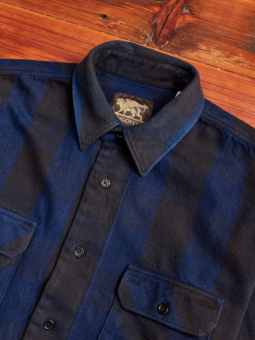 Norris Selvedge Flannel in Indigo/Black