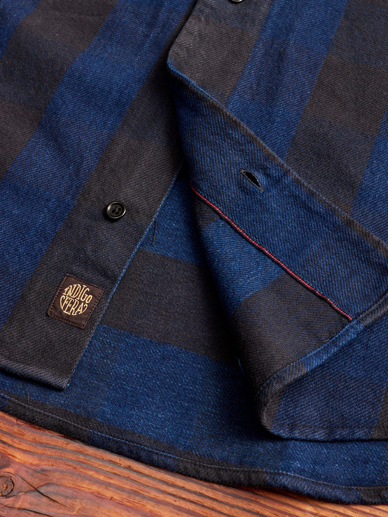 Norris Selvedge Flannel in Indigo/Black