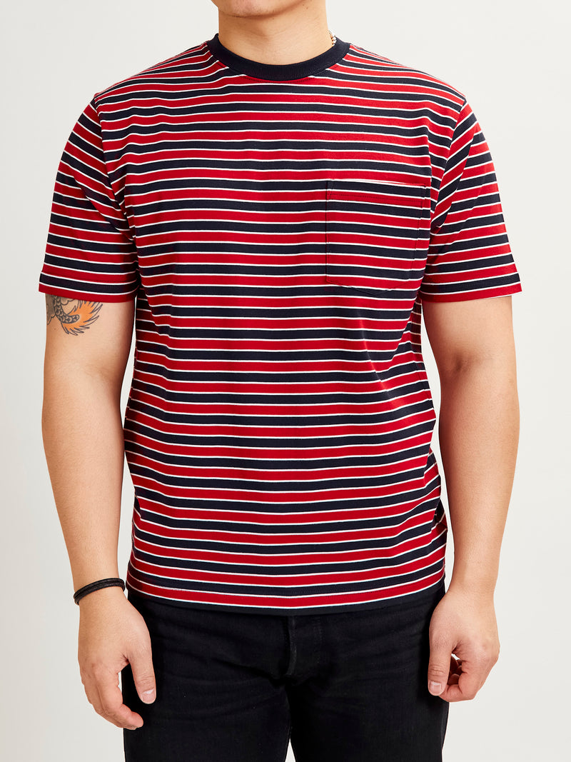 Multistripe Pocket T-Shirt in Navy
