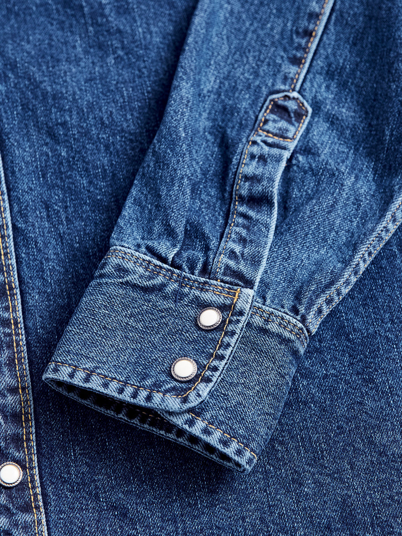 11oz Selvedge Western Shirt in Washed Indigo