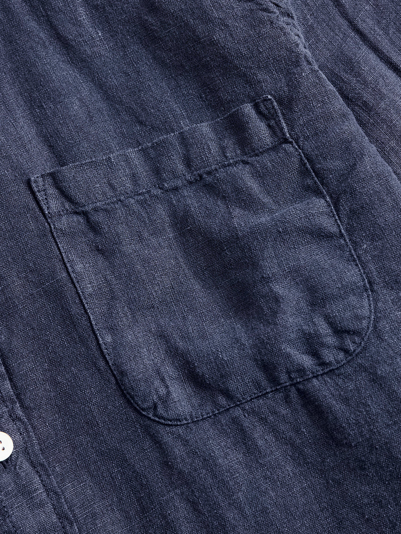 Linen Button-Up Shirt in Navy