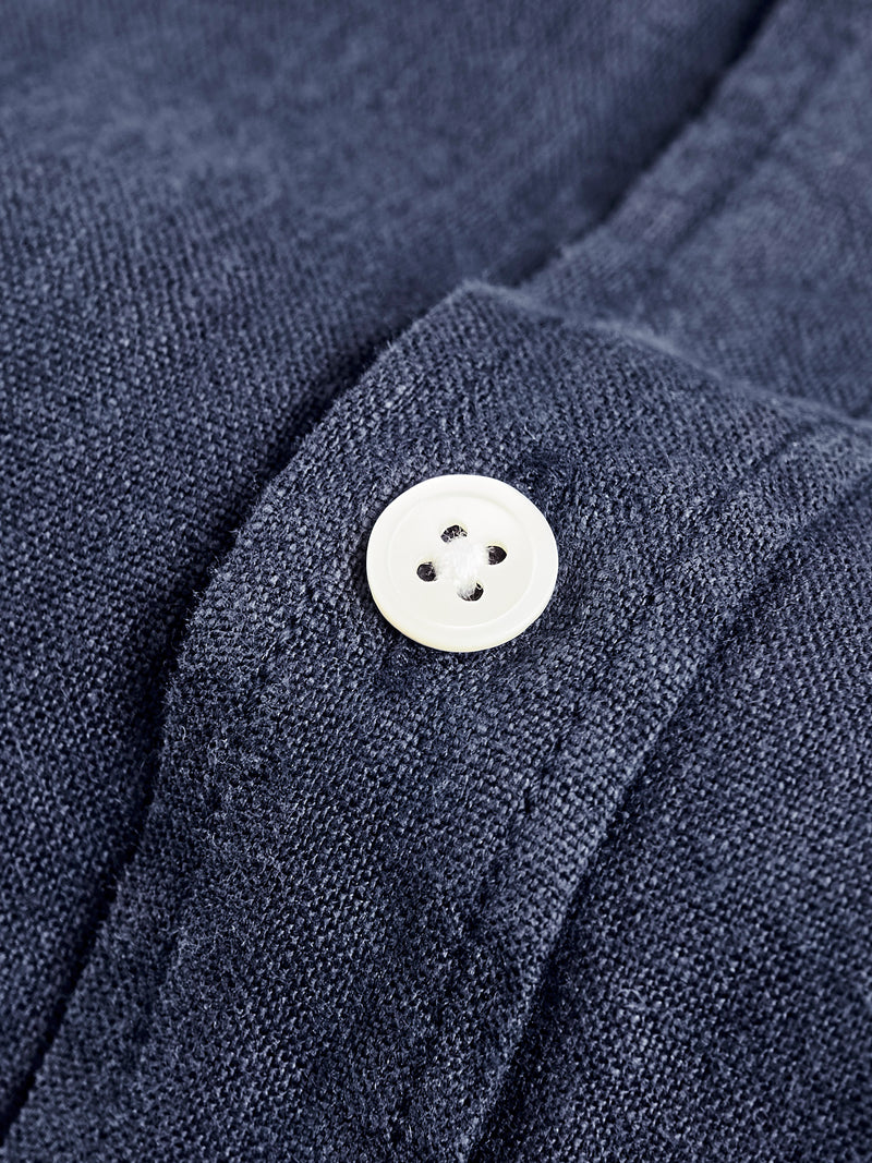 Linen Button-Up Shirt in Navy