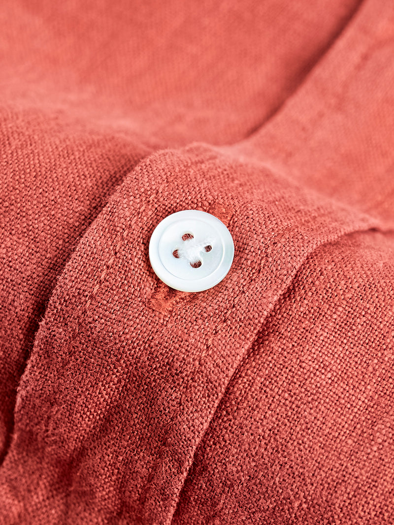 Linen Button-Up Shirt in Terracota