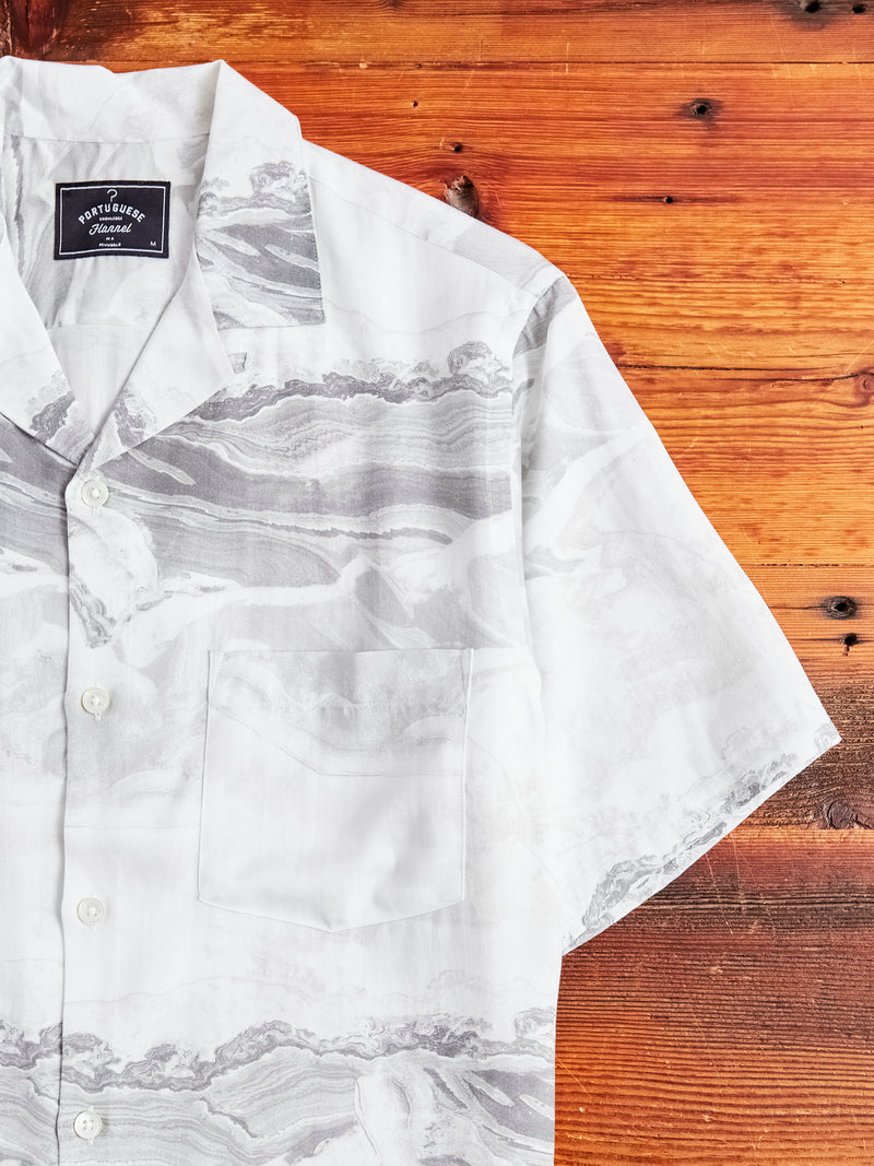 Marble Button-Up Shirt in White