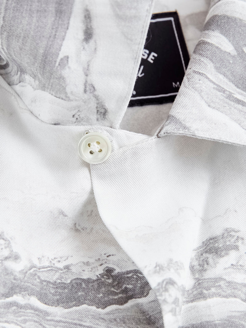Marble Button-Up Shirt in White