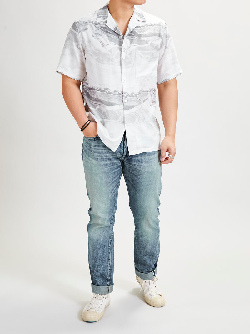 Marble Button-Up Shirt in White