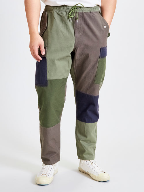 Patchwork Cargo Pants in Khaki