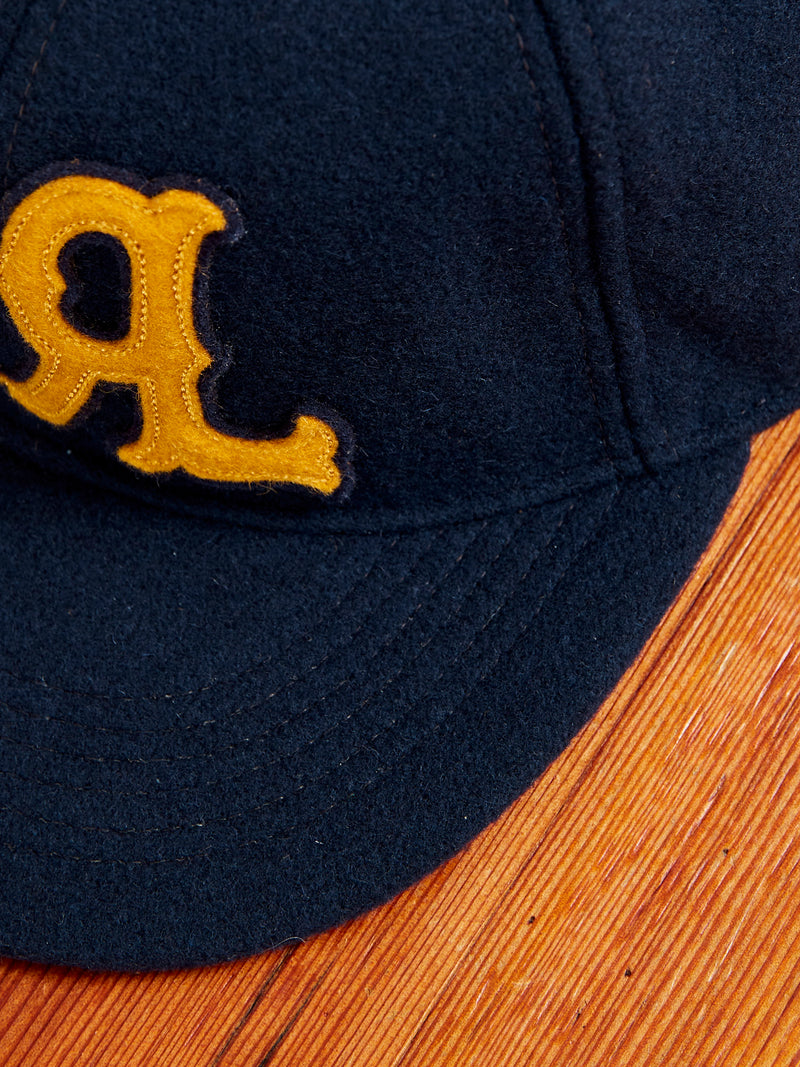 Wool Logo Fitted Cap in Navy