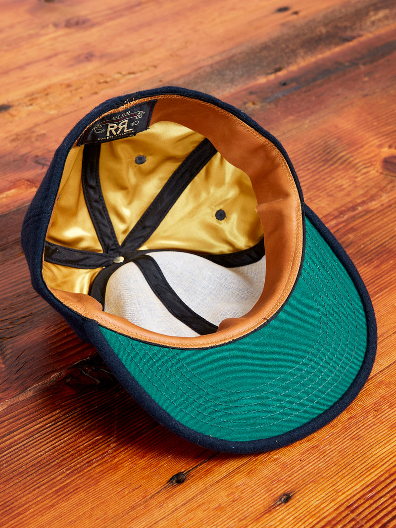 Wool Logo Fitted Cap in Navy